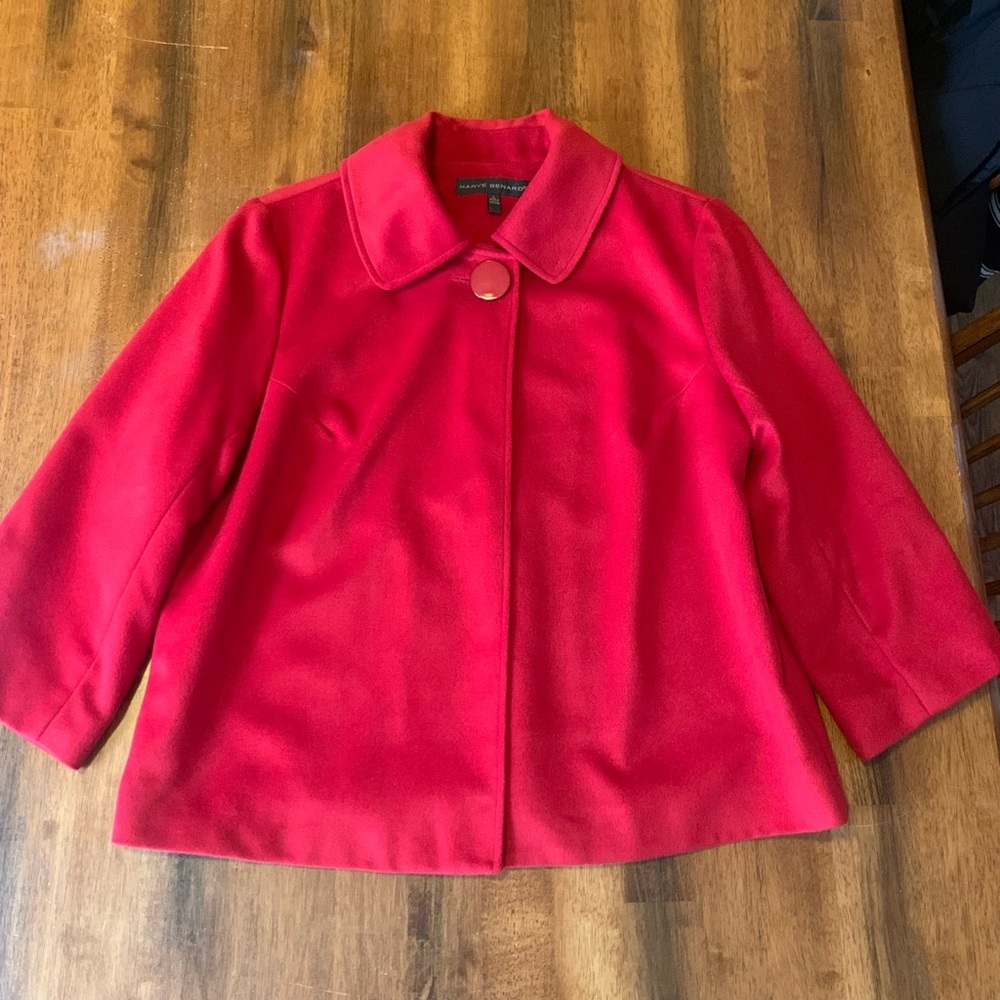 Harve Benard cape coat Large Red Pea Coat One Button